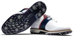 FootJoy Golf FootJoy DryJoys Premiere Series Packard Golf Shoes - White/Navy/Red -Clubs Shop 53909 4