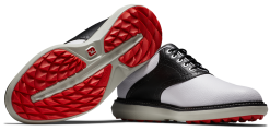 FootJoy Golf FootJoy Traditions Spikeless Mens Golf Shoes - White/Black/Grey -Clubs Shop 57924 6