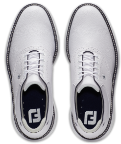 FootJoy Golf FootJoy Traditions Spikeless Mens Golf Shoes - White/Navy -Clubs Shop 57927 6