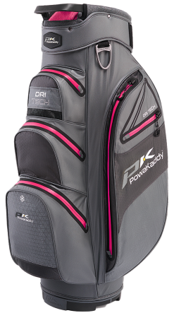 Powakaddy Golf NEW PowaKaddy Dri-Tech Cart Bag - Gun Metal With Hot Pink